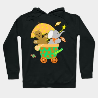Teddy bear and elephant tossing candies Hoodie